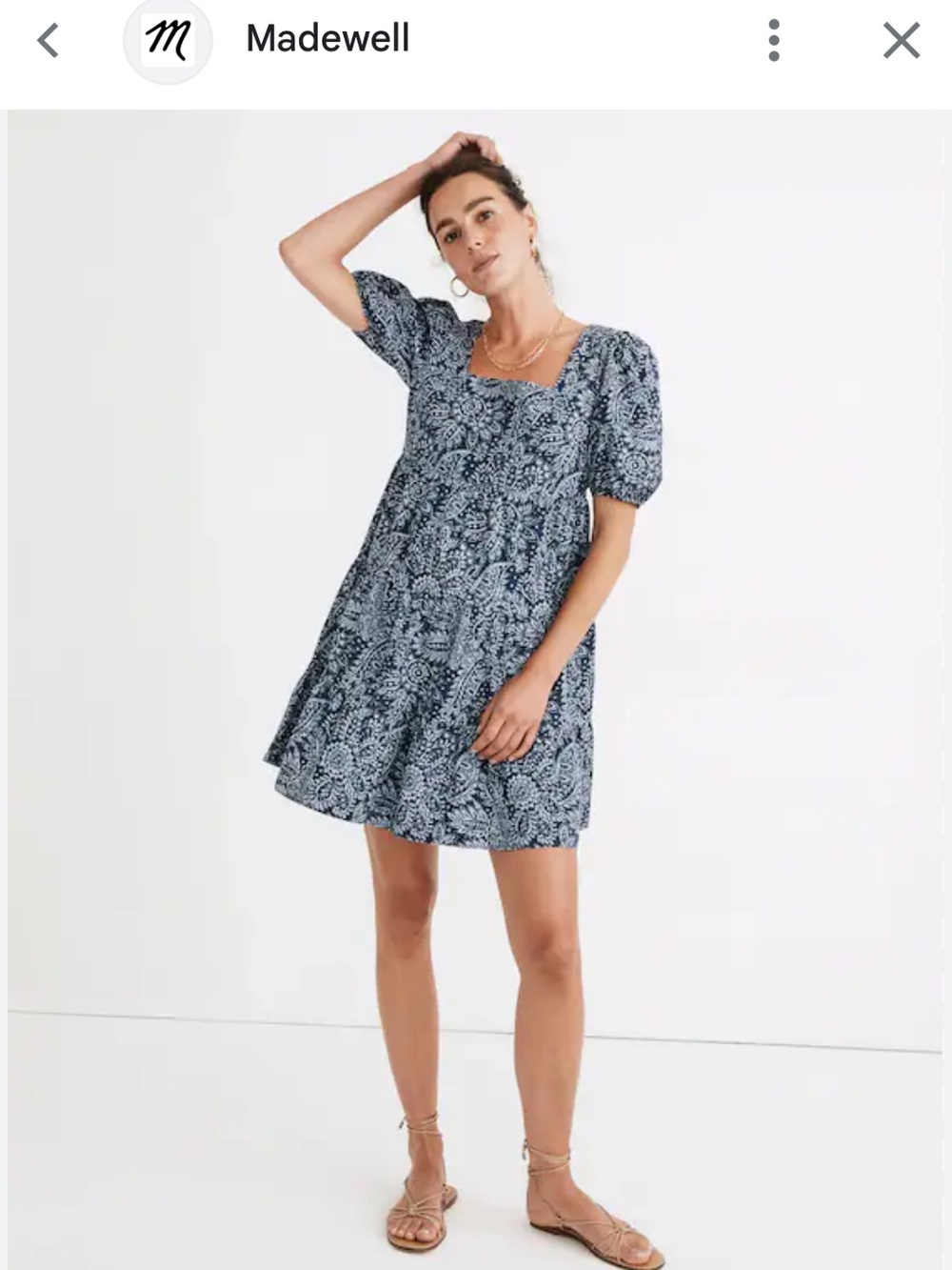 Light use! Madewell Poplin Puff-Sleeve Babydoll Dress in Paisley Garden size 6